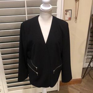 Chico’s black classic jacket.  Zipper detailing/Fully lined. Great for business